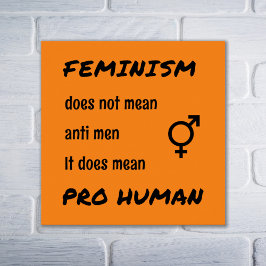 Póster Feminismo pro naranja de eslóganes humanos