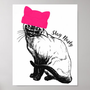 Póster Feminista resiste a gato Gorra rosa permanece mole