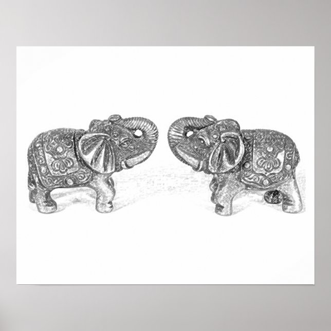 Póster Feng Shui Double Elephant - B&W (Frente)