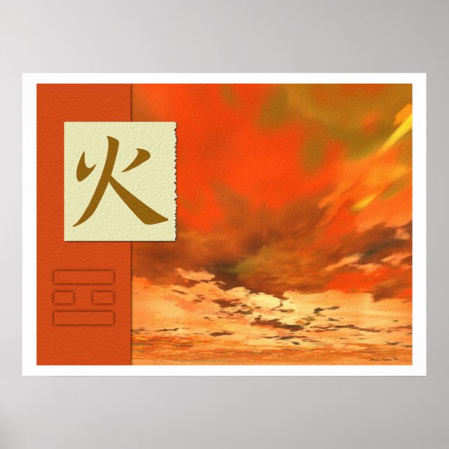 Póster Feng Shui: Imágenes de Bagua: Paisaje de incendios (Frente)