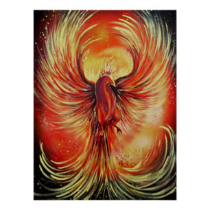 Póster Fénix Ascendente Pájaro de Fuego Fuego Audaz Fanta