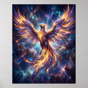 Póster Fénix Cósmico Ascendente Llama
