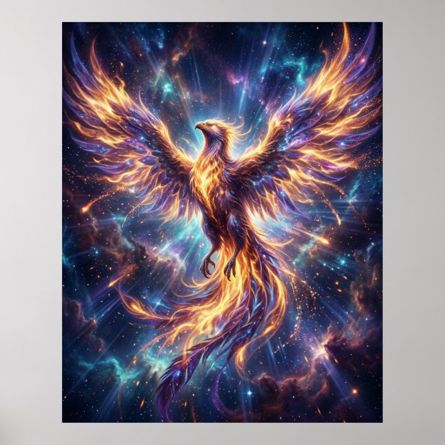 Póster Fénix Cósmico Ascendente Llama (Frente)