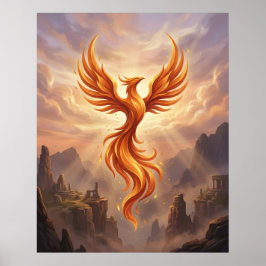 Póster Fénix de Fuego Acantilados Sagrados