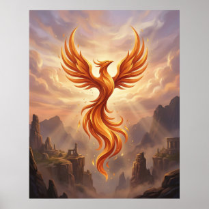 Póster Fénix de Fuego Acantilados Sagrados