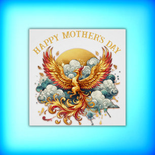 Póster Fénix en las nubes feliz Día de la Madre  