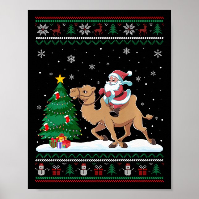 Póster Feo árbol de Navidad enciende el camello de Santa  (Frente)