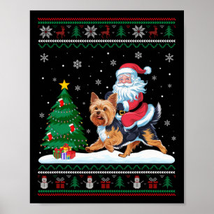 Póster Feo árbol de Navidad enciende Navidad Santa Riding