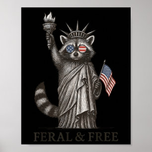 Póster Feral & Chica Feral Libre Americano Raccoon Su