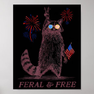 Póster Feral & Racoon Patriótico Gratuito Feral Y