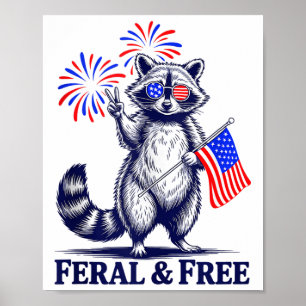Póster Feral & Racoon Patriótico Gratuito Feral Y
