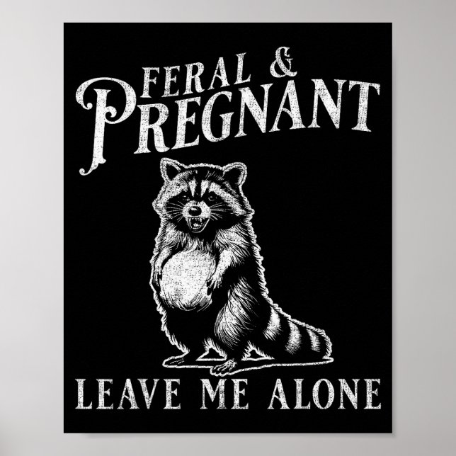 Póster Feral And Pregnant Funny Pregnant Raccoon Baby Ann (Frente)