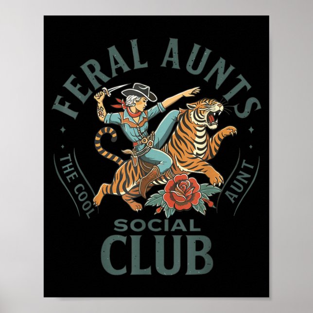 Póster Feral Aunts Social Club Western Cowgirl Riding Tig (Frente)
