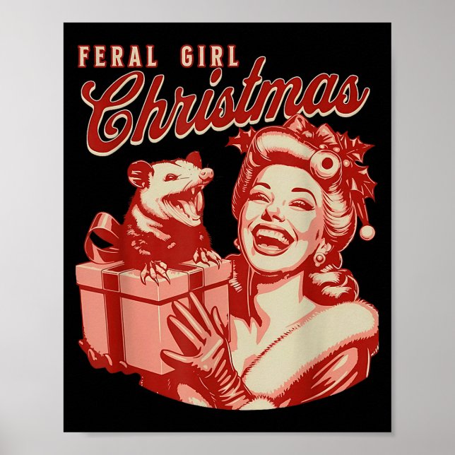 Póster Feral Girl Christmas Funny Ossum Ssum Merry Xmas W (Frente)