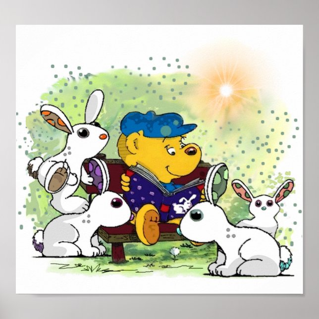 Póster Ferald Leyendo Al Poster Bunniez (Frente)