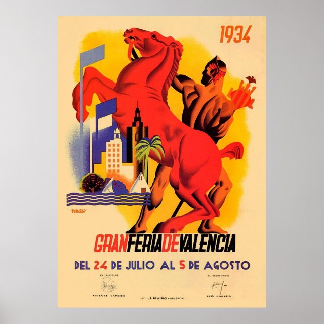 Póster Feria de Gran Feria Valencia 1934 (Frente)