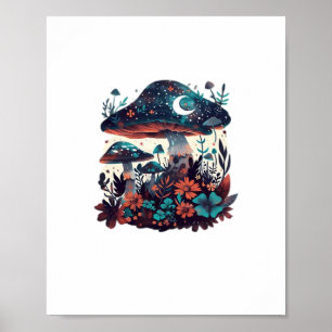 Póster Feria de hongos Cottagecore y estético Goblincore