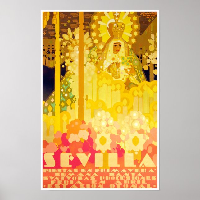 Póster Feria de Sevilla España Viaje vintage (Frente)