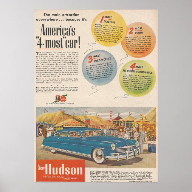 Póster Feria del circo de Hudson Automobile de los años 1 (Frente)