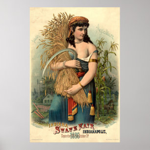 Póster Feria Estatal Vintage 1886 de Indiana, Indianapoli