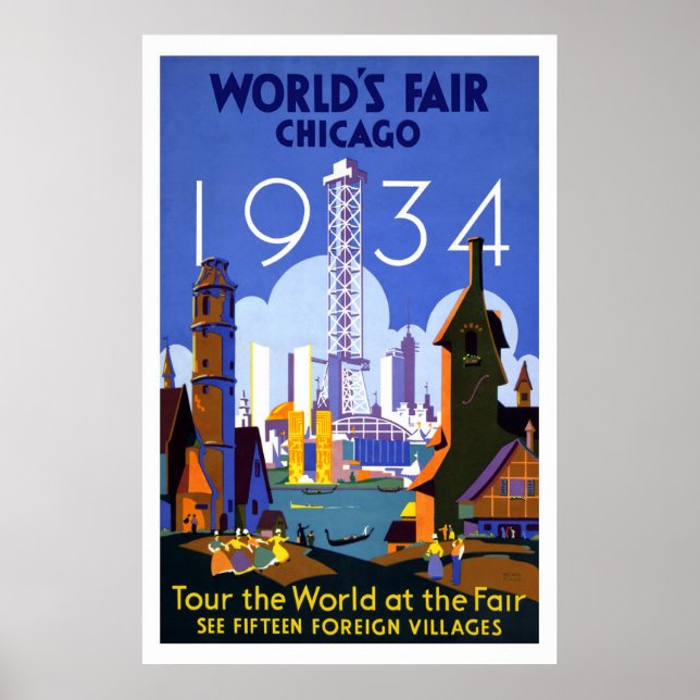 Póster "Feria Mundial, Chicago 1934" Vintage (Frente)