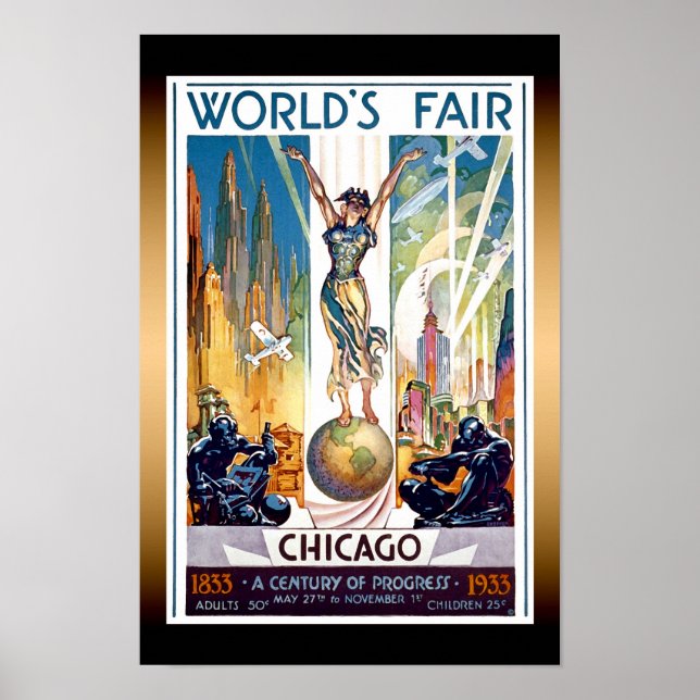 Póster Feria Mundial de Chicago de 1933 - Art Deco retro  (Frente)