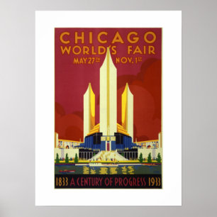 Póster Feria Mundial de Chicago Siglo de Progreso 1833-19