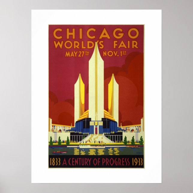 Póster Feria Mundial de Chicago Siglo de Progreso 1833-19 (Frente)