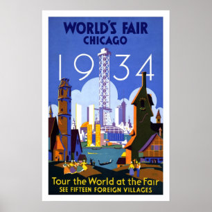 Póster Feria Mundial poster-Vintage Chicago 1934