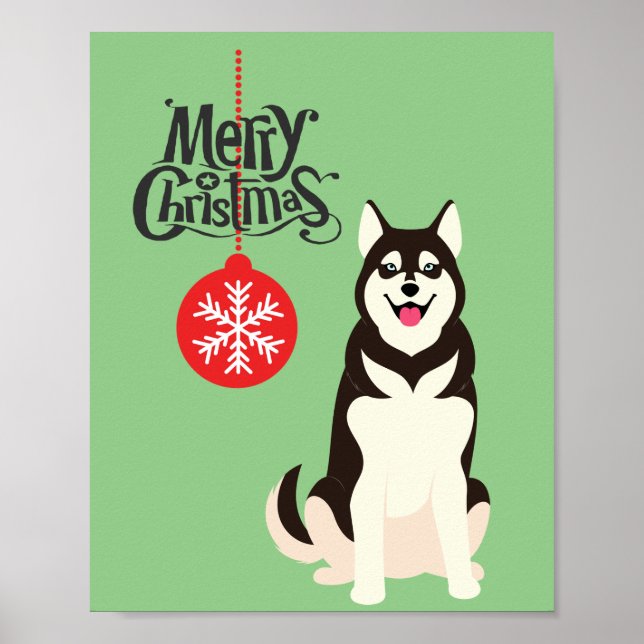 Póster Feriado de Navidades Husky Siberiano (Frente)