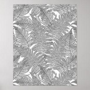Póster Fern en blanco y negro