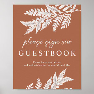 Póster Fern Rótulo de libros de invitados Boda de calig
