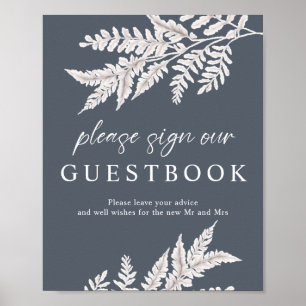 Póster Fern Rótulo de libros de invitados Boda de calig