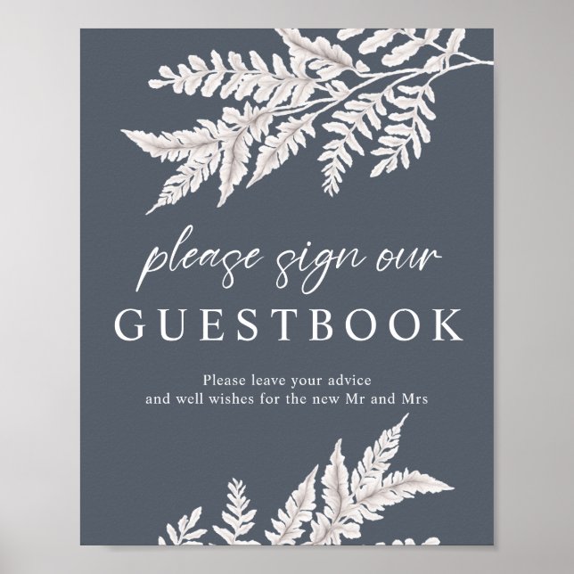 Póster Fern | Rótulo de libros de invitados Boda de calig (Frente)