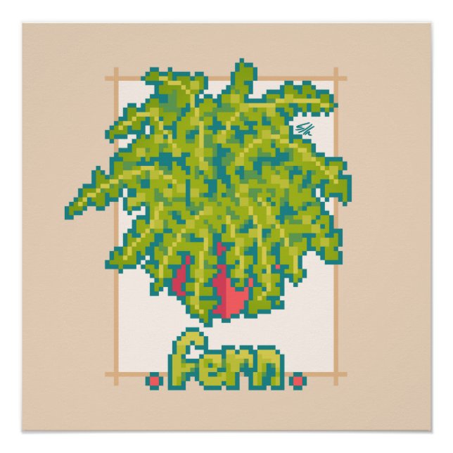 Póster Fern, varen, Pixel Art (Anverso)