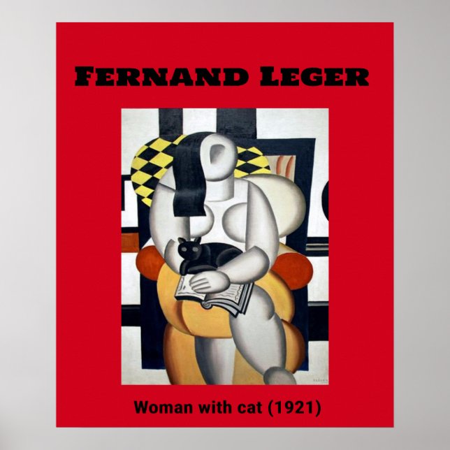 Póster Fernand Leger: Mujer con gato (1921) (Frente)