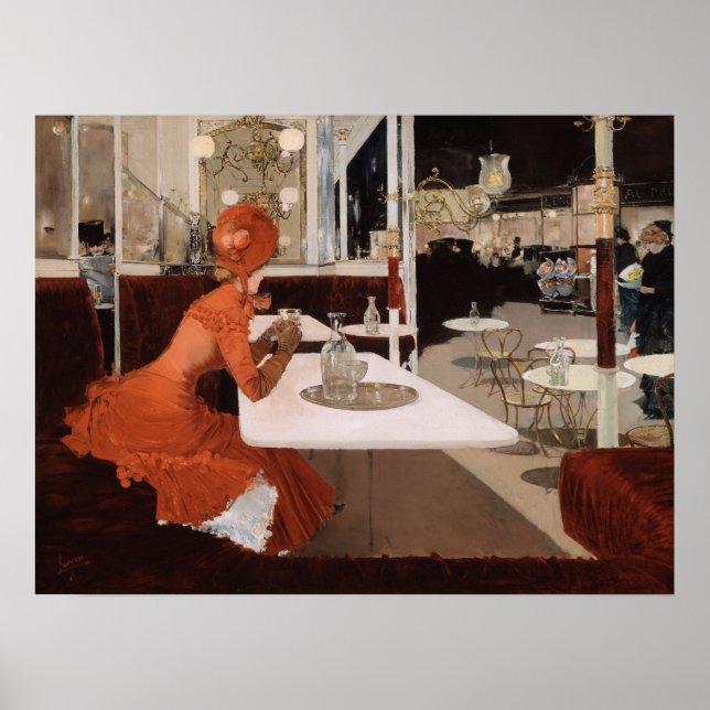 Póster Fernand Lungren, In the Cafe, Paris, c1883 (Frente)