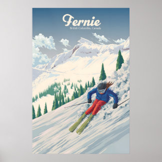 Póster Fernie British Columbia Canada Ski Resort Travel