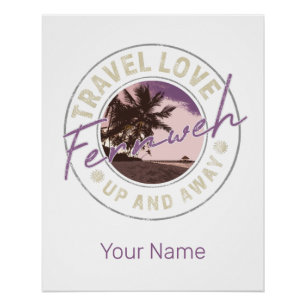Póster Fernweh Acompañante De Viajes De Palm Y Beach Vint