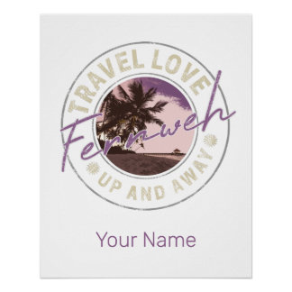 Póster Fernweh Acompañante De Viajes De Palm Y Beach Vint