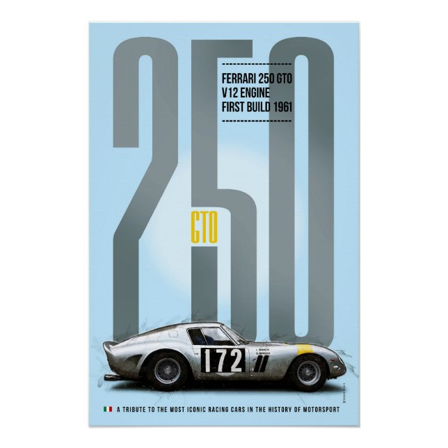 Póster Ferrari 250GTO Silver Tribute (Anverso)