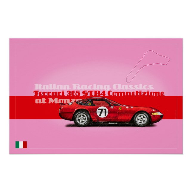 Póster Ferrari 365 GTB4 at Monza (Anverso)