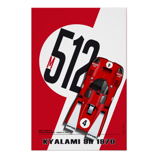 Póster Ferrari 512 Ickx & Giunti (Anverso)