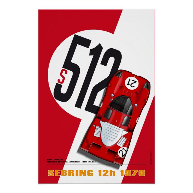 Póster Ferrari 512 Vaccarella & Andretti (Anverso)