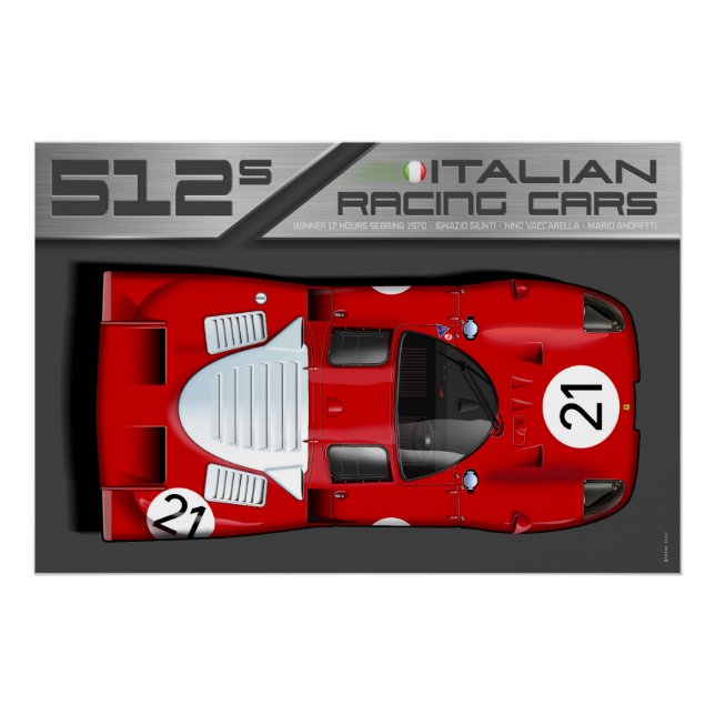 Póster Ferrari 512S Sebring No.21 (Anverso)
