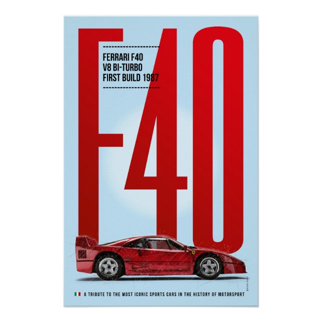 Póster Ferrari F40 Tribute (Anverso)