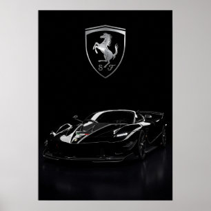 Póster Ferrari FXX-K Hypercar Negro   Supercoche Oscuro