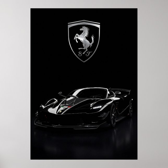 Póster Ferrari FXX-K Hypercar Negro | Supercoche Oscuro (Frente)