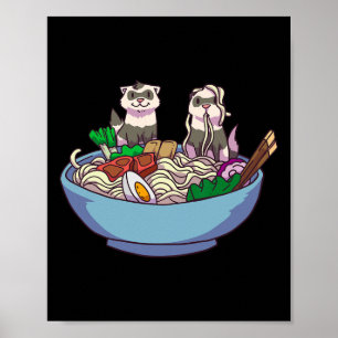 Póster Ferret Ramen Noodles Anime Kawaii Otaku G japonés