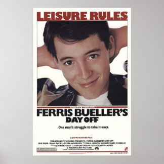 Póster Ferris Bueller Day Off 1986 reglas de ocio